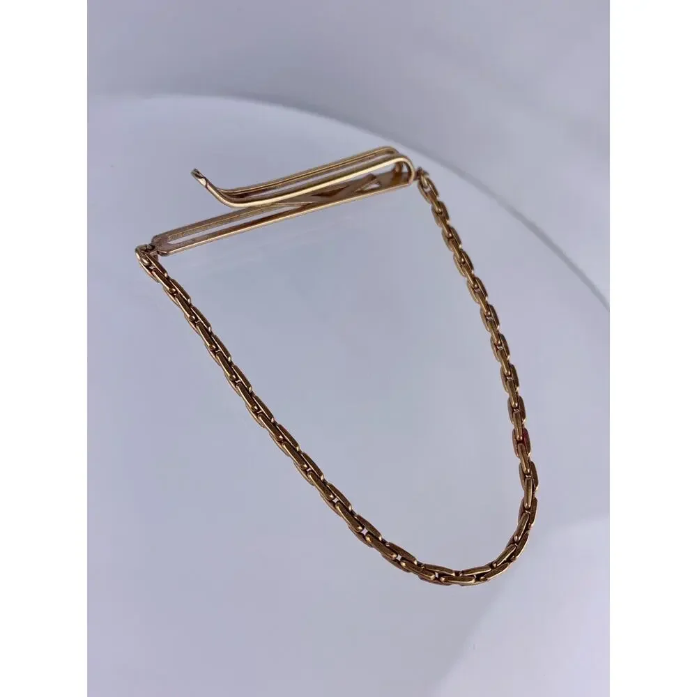 C Link Chain 16k Gold Plated Tie Clip Bar Kreisler Retro Formal Vintage O1